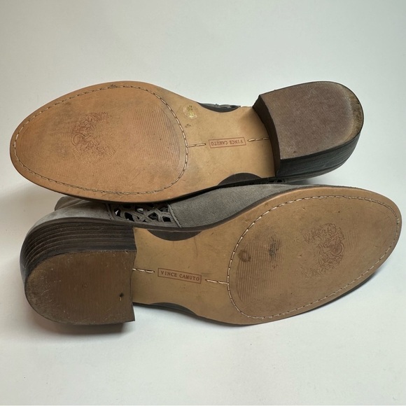 Vince Camuto Booties Women's 8 M Gray Suede Perdula Ankle Boots Back Zip Boho - Picture 7 of 13